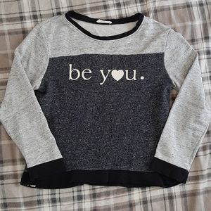 Mango "Be You" Colorblocked Two-Tone  Graphic Blogger Favorite Sweatshirt